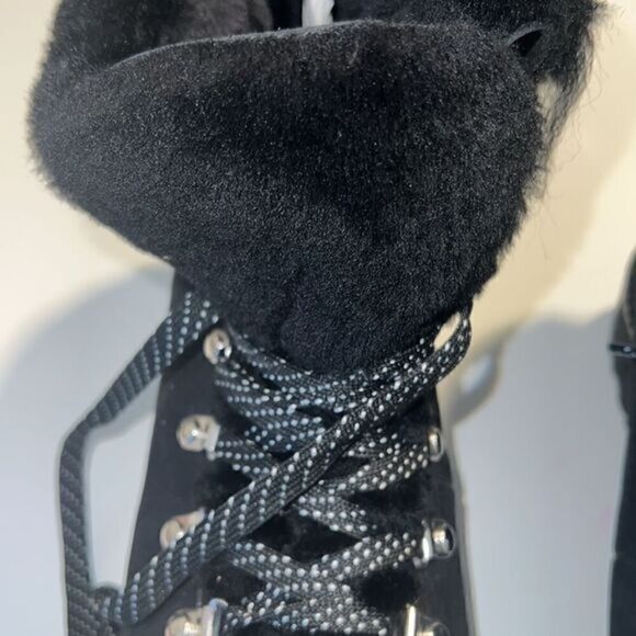 J Crew Black Leather and Nubuck Sherling Winter Ankle Boots‎ Size 7 - Picture 11 of 13